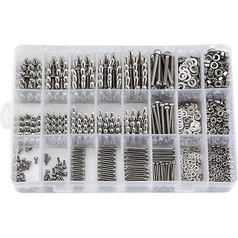 Kit de 1080 vis et écrous hexagonaux M2 en acier inoxydable (1/5)