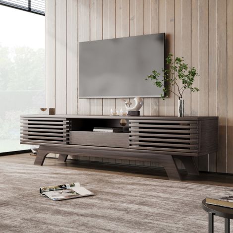 Mobile TV con un cassetto e due ante, mobile TV, pannello TV, mobile basso TV, supporto TV. Design unico, finitura legno vintage. 1503544 cm (1/5)