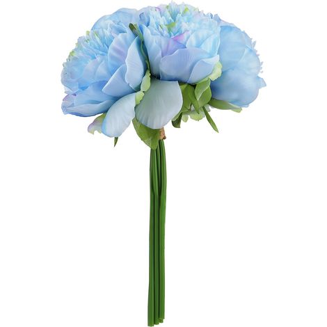 Pivoine En Soie Artificielle - Fleur Décorative Réaliste Pour Mariage Et Maison - Bouquet De 10 Tiges - Bleu (1/5)