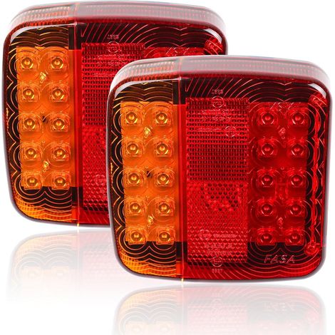 2 Pièces Feux Arrière de Remorque LED, 12V Étanche LED Feu Arrière Stop Feu Stop Clignotant Indicateur Lampe pour Caravane Van Bateau Camping-Car Tracteur E-mark (1/4)