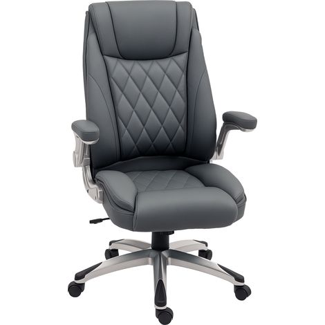 Faux Leather Executive Swivel Office Chair - Dark Grey