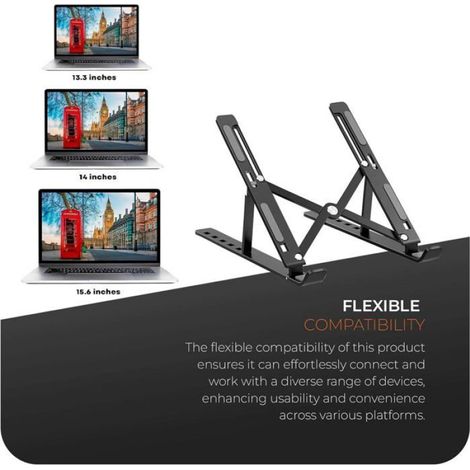 Support Ordinateur Portable Réglable 6 Angles - Design Ventilé Dissipant Chaleur Pour Bureau (1/5)