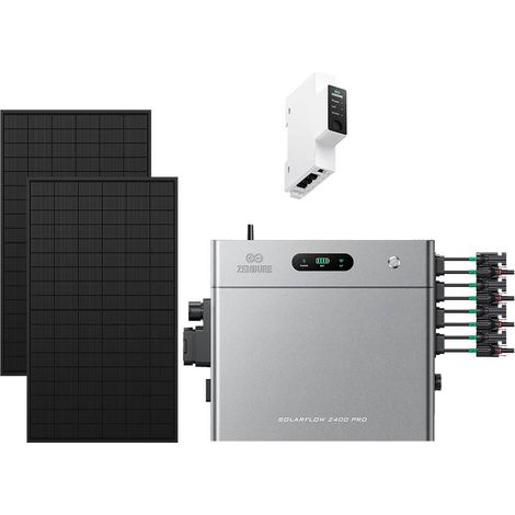 Zendure SolarFlow 2400 Pro - Batterie Solaire 2400W AC, PV 4800W, 2.4-16.8kWh, Plug & Play, IP65,  avec Compteur intelligent 3CT-S, avec 450Wx2 Panneau Bifacial