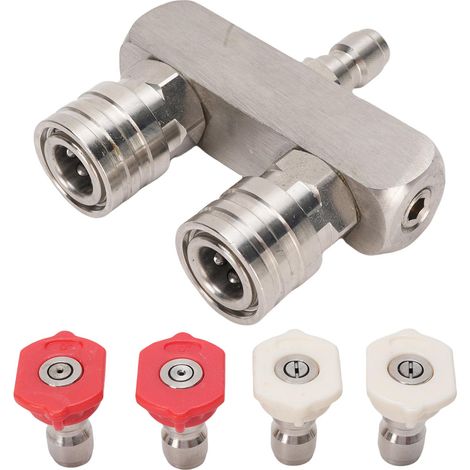Buse de nettoyeur haute pression 1/4 pouce à connexion rapide 5000 PSI en acier inoxydable à double tête et 4 embouts