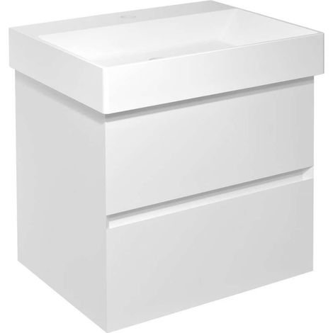 Sapho Filena - Mobiletto da lavabo 57x52x43 cm, 2 cassetti, bianco opaco FID1260W (1/5)
