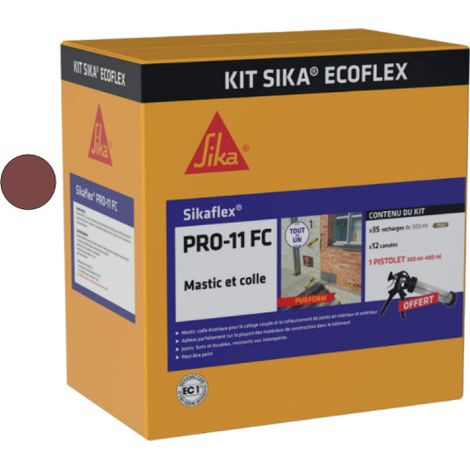 Sika Ecoflex Kit: 35 Nachfüllpackungen Sikaflex PRO 11 FC Purform Klebedichtmasse - Braun - 300ml - 1 Pistole - 12 Düs