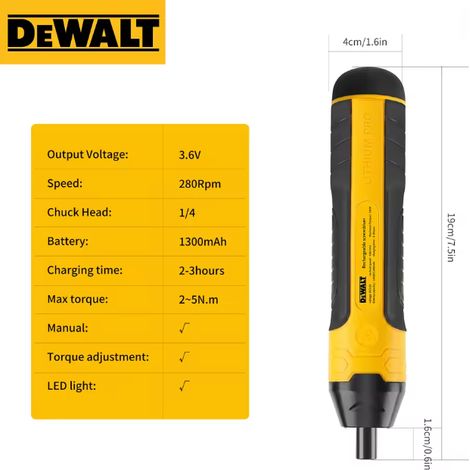 DEWALT HT422 Kit destornillador eléctrico inalámbrico 4V, herramienta rotativa precisa, 25 puntas, estuche rígido, con batería y cargador USB incluidos (1/5)