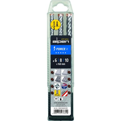 Maykestag Alpen SDS-plus FORCE X Brocas para hormigón 3 piezas