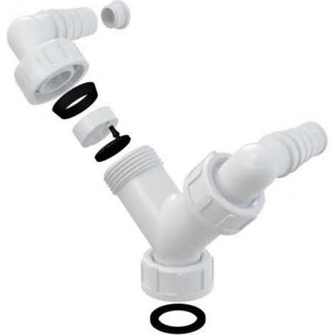Gomito doppio G1 - 17–23 mm - con valvola - Per lavatrice e lavastoviglie - Robusto e affidabile (1/2)