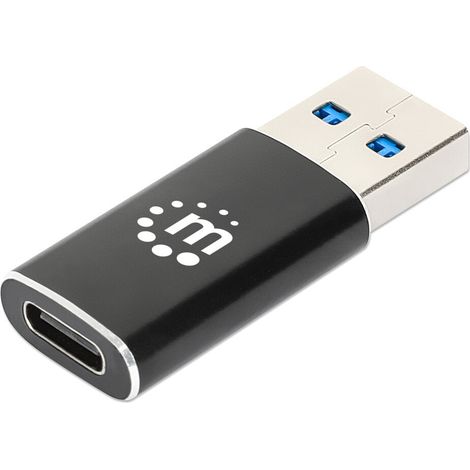 MANHATTAN USB-A auf USB-C-Adapter USB 3.2 Gen 2 Typ A-Stecker auf Typ C-Buchse 10 Gbit/s SuperSpeed+