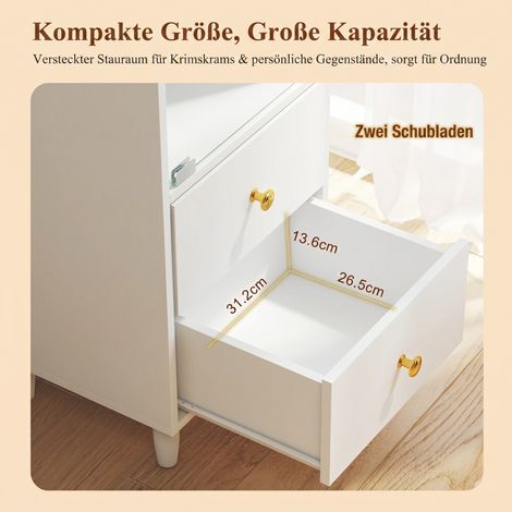 Vitrine lumineuse LED, meuble de rangement moderne avec portes vitrées et 2 tiroirs, armoire d'exposition pour collection, style contemporain à poignées dorées, blanc – H165/L40/P35cm (1/5)