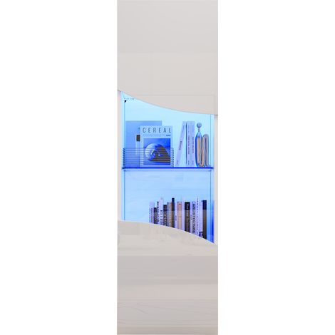 Vitrine LED 165cm - Portes Brillantes & Verre Courbé - Pour Salon, Collection - Blanc (1/5)