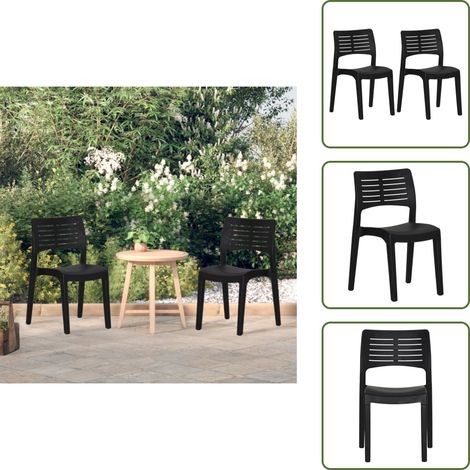 Chaises de jardin lot de 2 Anthracite Polypropylène - Chaise De Jardin - Chaise Extérieure - Chaise D'extérieur - Mobilier De Jardin - Fauteuil De Jardin (1/5)