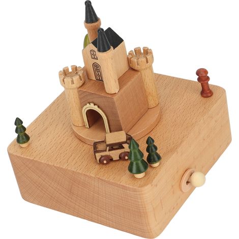 Spieluhr in Burgform aus Holz, Holzhandwerk, Valentinstags- und Geburtstagsgeschenke (1/5)