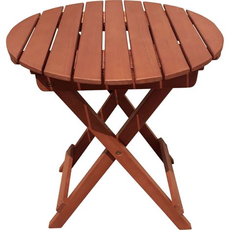 Tavolino da giardino tavolino in legno tavolino da balcone piccolo tondo, pieghevole eucalipto 100% oliato FSC, DxH 45x50 cm