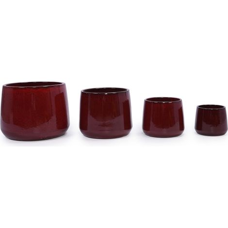 GagaPots de fleurs céramique 4 pièces Ø33 26 20 15 cm, rouge profond (1/5)