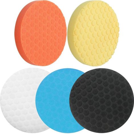 Lntyq Kit de tampons de polissage de 180 mm : 5 tampons, kit de polissage de voiture de 15,2 cm pour polissage, cirage et vernis d'étanchéité