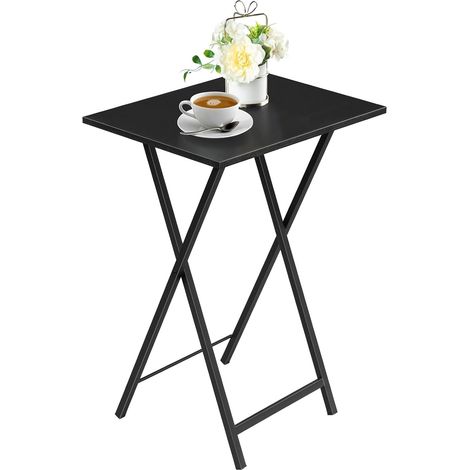 Hoobro – Table d'appoint pliante en bois aggloméré noir – Dimensions 48 x 36 x 66,5 cm – Design industriel – EBK15BZ01 (1/5)