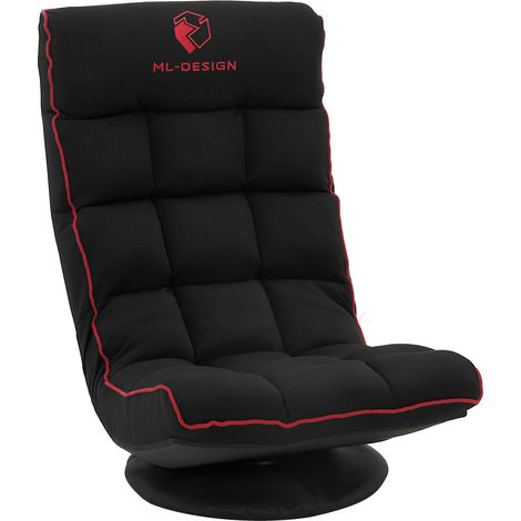 ML-Design Sofá Gaming Ergonómico, Negro-Rojo, Sillón de Ordenador, Videojuegos con Reposacabezas, Asiento Gamer de Suelo, Giratorio 360° y Ajustable, Silla de Relax Tapizada y Plegable (1/5)