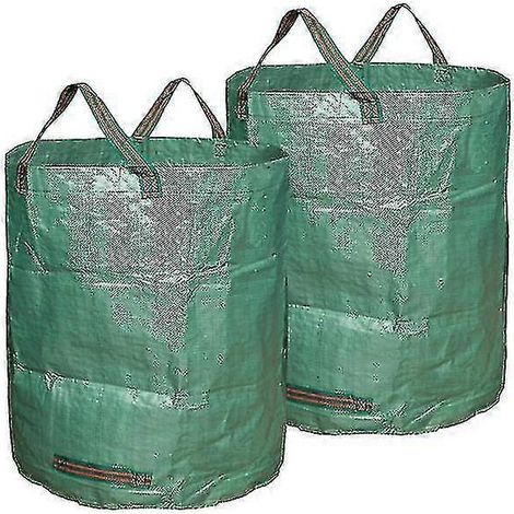Lot de 2 sacs de jardin extra résistants, pliables et autoportants, pour feuilles mortes et déchets verts. (1/4)