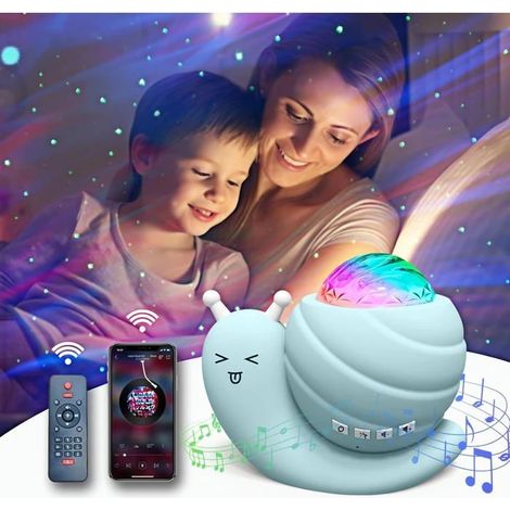 Veilleuse projecteur ciel étoilé 5 en 1, veilleuse pour enfants avec aurores boréales, projecteur galaxie avec haut-parleur et télécommande, bleue (1/5)