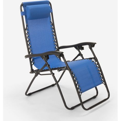 Chaise longue de plage et jardin pliante multipositions Emily Zero Gravity - Bleu