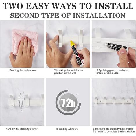 Wall Mounted Coat Hook Bathroom Hook for Hanging Backpack, Jacket, Hat, Coat Rack for Doors – White (1/2)