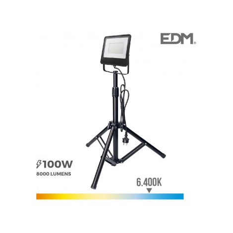Projecteur Led 100w Sur Trépied éclairage De Chantier Puissant Et Mobile - Edm
