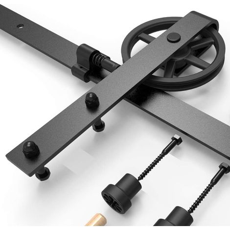 167cm/5.5FT Sliding Door Track Kit, Barn Door Closet Track Kit for One Door (Big Wheel Roll Shape) (1/5)