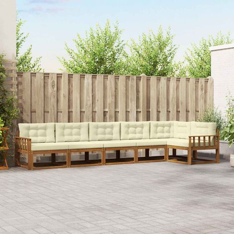 Outdoor-Sofagarnitur mit Kissen 6 pcs Natur und Creme