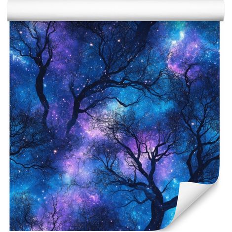 Papel pintado de galaxia en acuarela azul, azul marino, azul celeste y violeta 50x1000 cm (1/5)