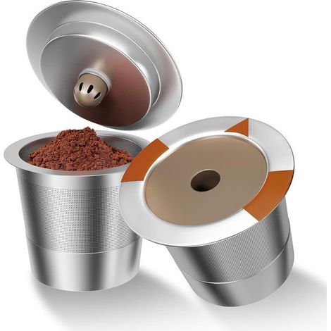 capsules de café réutilisables - Gobelet doseur en acier inoxydable - Filtres pour dosettes de café - Accessoires pour machine à café (1/5)