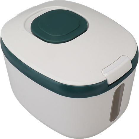 Récipient à riz anti-insectes, boîte hermétique sans odeur avec fenêtre transparente pour céréales, sucre, farine M vert (10 kg/22,0 lb). (1/5)
