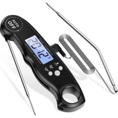Kitchen Thermometer - ORIA - Digital LCD Probe - Waterproof - Fast and Accurate - Temperature Alarm (1/4)