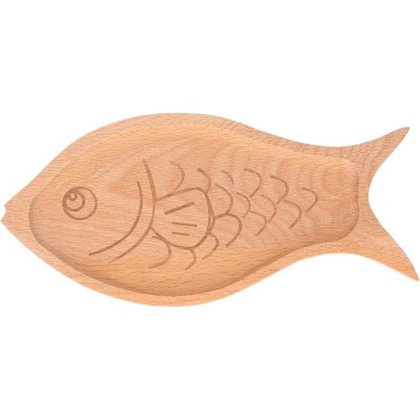 1 assiette en bois, plateau à dessert forme de poisson, multi-grains naturel, pour bonbons et fruits, usage intérieur
