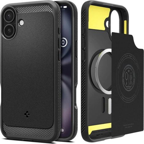 SPIGEN RUGGED ARMOR MAG MAGSAFE IPHONE 16 NERO OPACO (1/5)