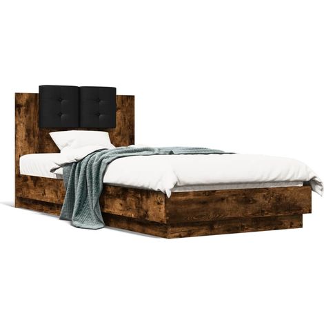 Maison Exclusive - Bettgestell mit Kopfteil Räuchereiche 90x190 c (1/5)