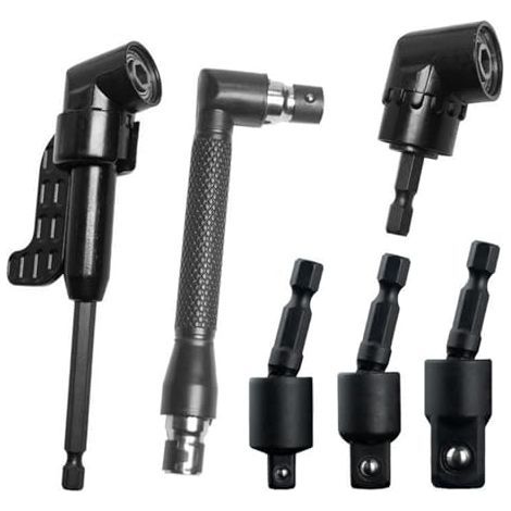 Set of 6 right-angle drill bits, 2 x 105° hex shank angle adapters and 90° countersink bit, including 6.35 mm (1.27 cm) 360° rotating socket adapters (1/4)