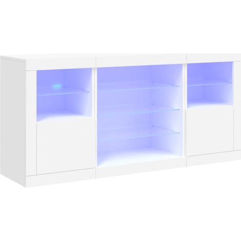 Credenza cassettiera cassettiera mobile contenitore organizer cucina soggiorno soggiorno con luci a LED 142,5 x 37 x 67 cm bianco 020029828