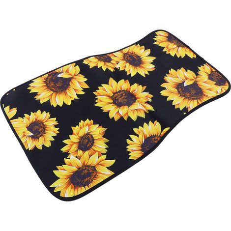 Tapis de Voiture Universels Antidérapants et Protecteurs Motif Tournesol Lot de 2 en Polyester et Néoprène pour Sols de Voiture Hiver (1/5)