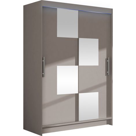 Armoire Closico 105, Cachemire, 200x120x58cm, Portes d'armoire: Coulissantes, Nombre d'étagères: 5, LED (1/4)