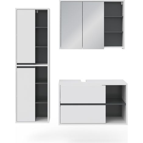 Set mobili bagno Viola, Bianco, 3 parti, Vicco (1/5)