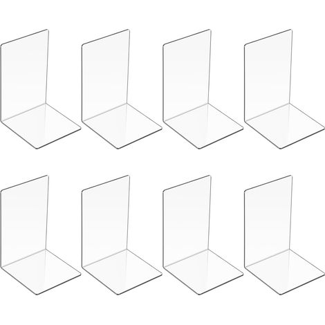 8 serre-livres acrylique transparents pour chambre, bureau, bibliothèque et école