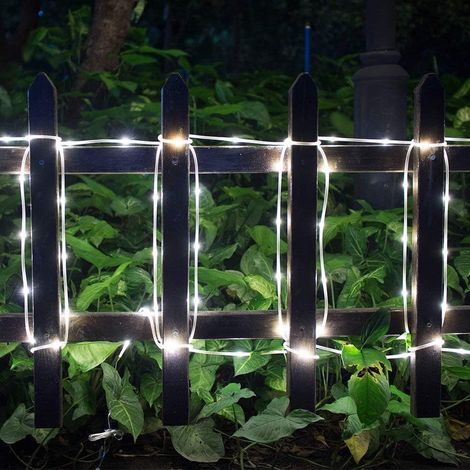 Guirlandes lumineuses solaires à l'extérieur,tube de lumière solaire 12M 100 LED,Chaîne lumineuse solaire étanche marche / arrêt automatique à l'extérieur de la Chaîne lumineuse Lumières de Noël(blanc (1/5)