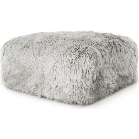 PUFF PELO LARGO SUAVE GRIS 60X60X20CM (1/3)