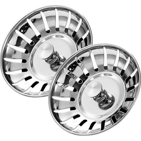 Confezione da 2 tappi di ricambio per lavello in acciaio inox da 78 mm, per raccogliere residui di cibo/capelli - per fori del lavello da cucina da 78,3-80 mm (1/4)