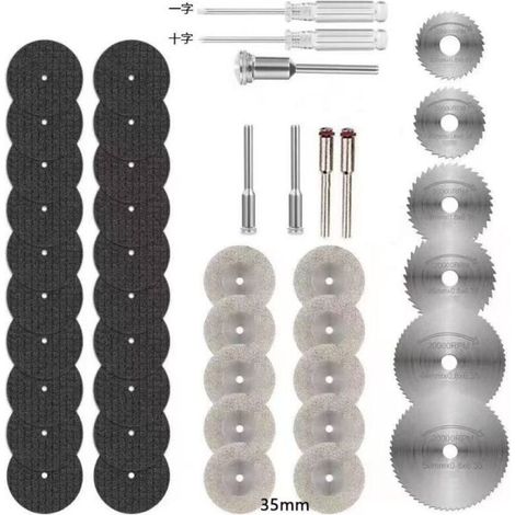 43 mini-lames diamantées pour scie circulaire Dremel, disques de coupe pour résine HSS, pour couper le bois, le métal, le plastique et la pierre. (1/4)