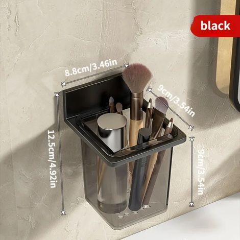 (noir) 1 support de rangement pour brosse à dents, dentifrice et peigne, compatible avec lavabo et toilettes, et pour rasoir. (1/5)