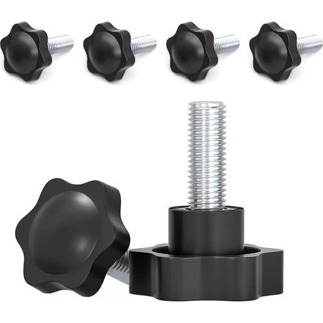 Stück – Griffmutter – M10-Schraube – Manuelles Anziehen – Edelstahl – Für Maschinen und Möbel – Schwarz und Silber – 60 mm x 38 mm (1/5)