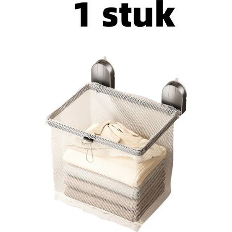 article - Panier de rangement - Panier à linge - Ventouse - Pliable - Étagère murale pour la salle de bain - Panier à linge - 27,8 cm 20,8 cm - Gris (1/5)